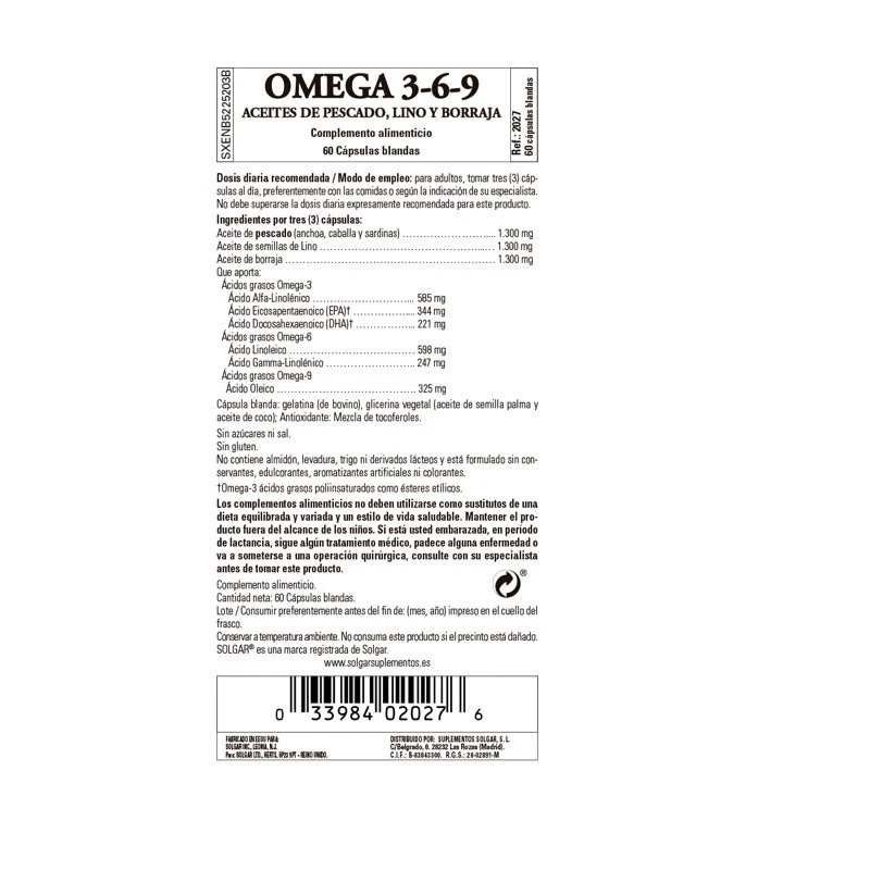 Solgar Omega 3-6-9 2 Solgar Omega 3-6-9 - Imagen 2