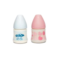 Suavinex Biberones Tetina Redonda Latex 0 Meses Rose Et Bleu