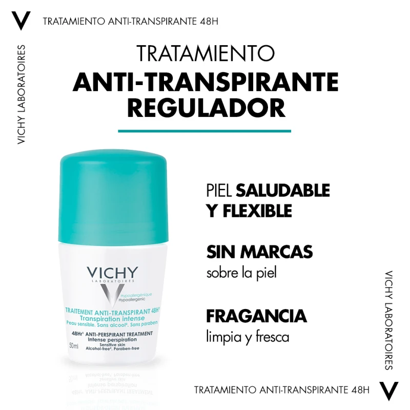 Vichy Desodorante Tratamiento Anti Transpirante 48 H Roll-On 2 Vichy Desodorante Tratamiento Anti Transpirante 48 H Roll-On - Imagen 2