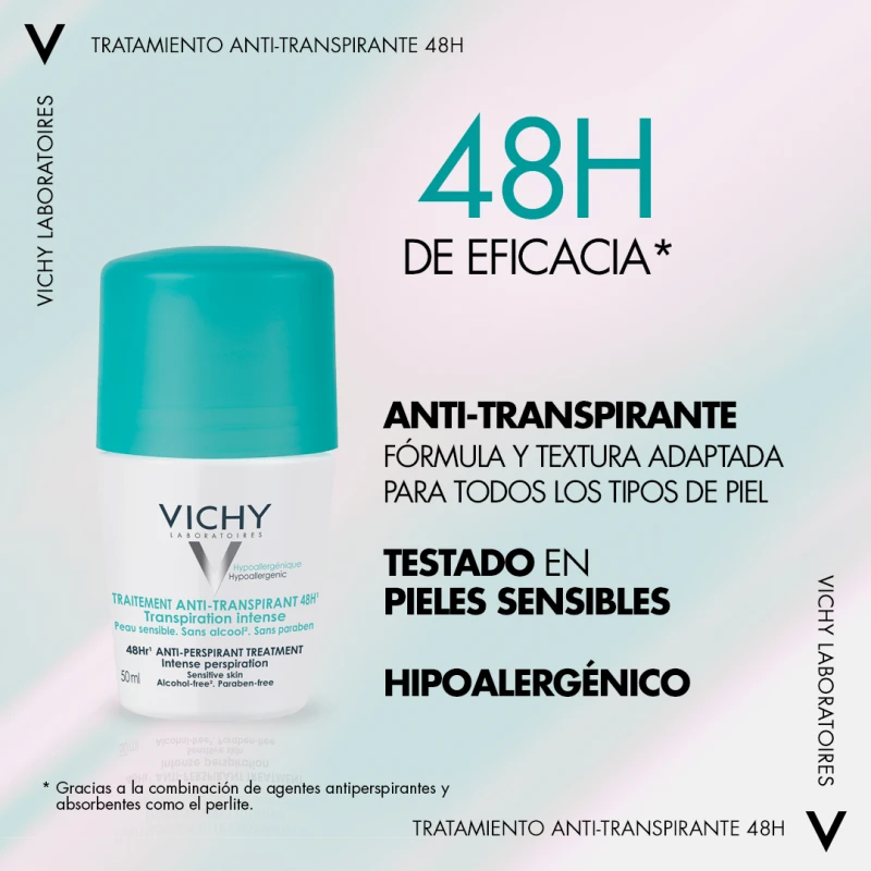 Vichy Desodorante Tratamiento Anti Transpirante 48 H Roll-On 4 Vichy Desodorante Tratamiento Anti Transpirante 48 H Roll-On - Imagen 4